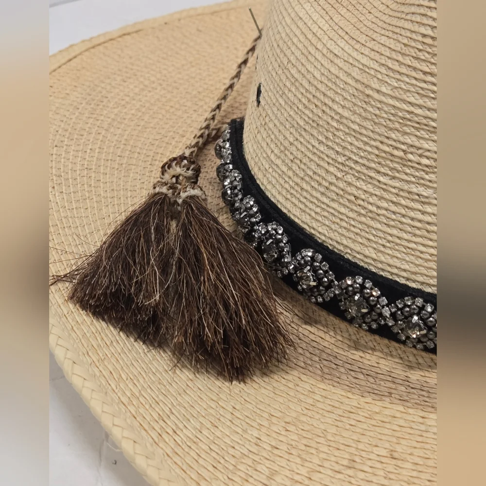 Sun Body Hat Houston Texas Handcrafted Palm Straw Havana Hat 7 1/8‎ ( 57 )